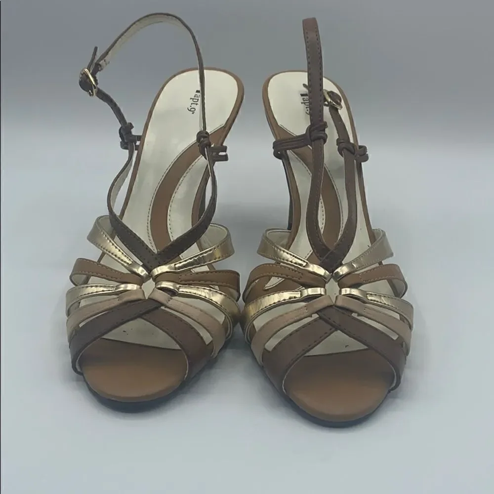 Apt. 9 gold and brown sandal heel size 8